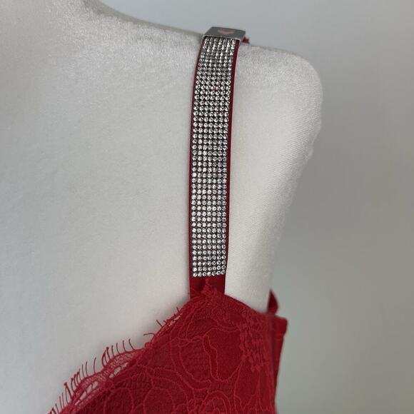 Victoria's Secret Bustier Very Sexy Sz.36 DD Red Shine Strap Push Up Bra New - Picture 6 of 9